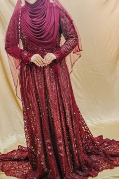 Dress Maroon Cream